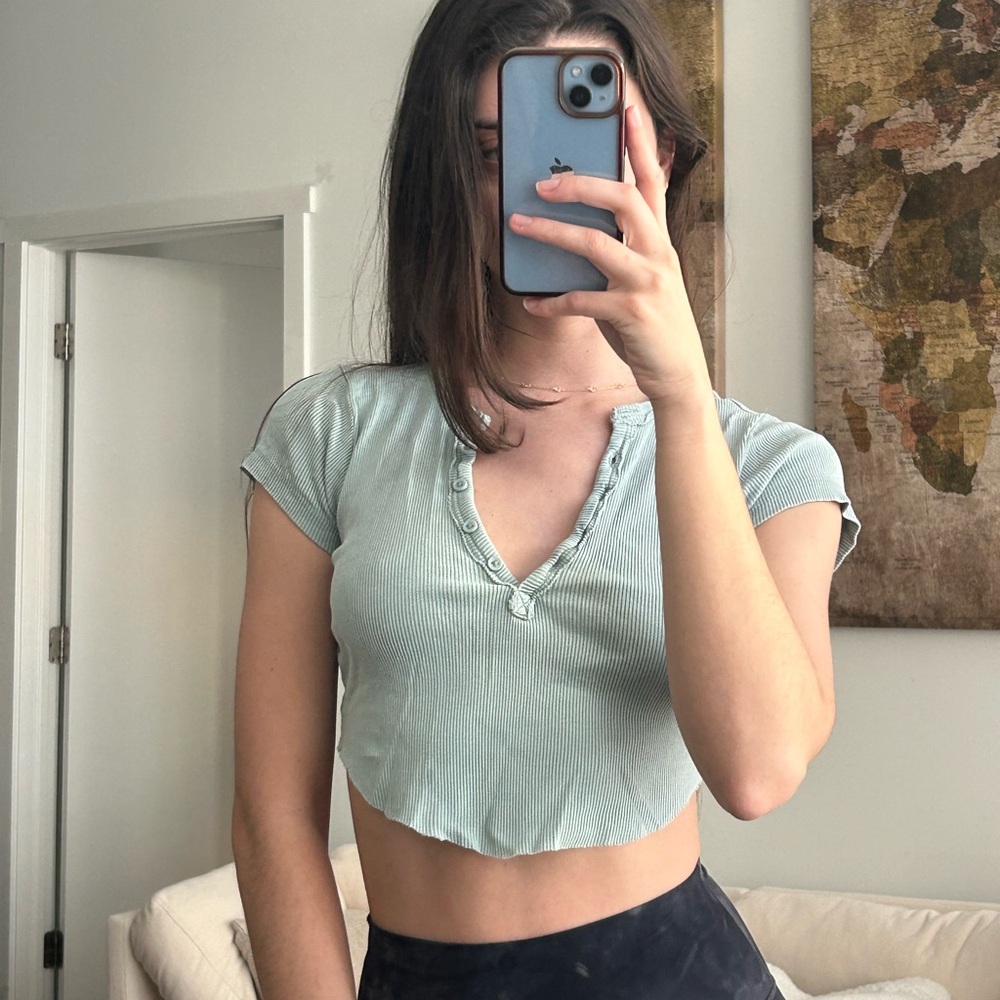 Mint Green Garage Crop Top